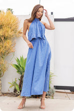 Load image into Gallery viewer, Halter Neck Side Cut-Out Stripe Cotton Dress
