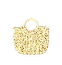 Load image into Gallery viewer, Natural with Gold Accent Straw Bag
