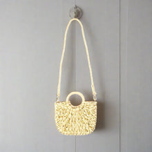 Load image into Gallery viewer, Natural with Gold Accent Straw Bag
