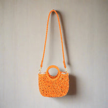 Load image into Gallery viewer, Orange with Gold Accent Straw Bag
