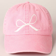 Load image into Gallery viewer, Pink Bow Embroidered Cotton Baseball Cap
