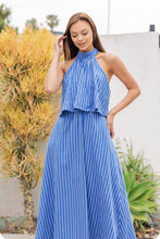 Load image into Gallery viewer, Halter Neck Side Cut-Out Stripe Cotton Dress
