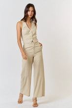 Load image into Gallery viewer, Linen Blend Button Up Halter Vest Jumpsuit
