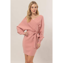 Load image into Gallery viewer, Knit Surplice Belted Mini Dress
