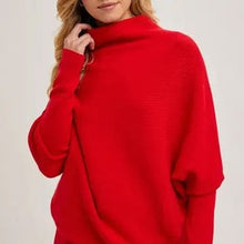 Load image into Gallery viewer, Ruby Red Slouch Neck Dolman Pullover Sweater
