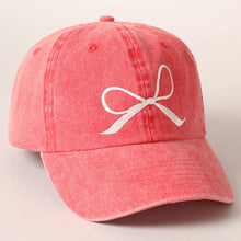 Load image into Gallery viewer, Red Bow Embroidered Cotton Baseball Cap
