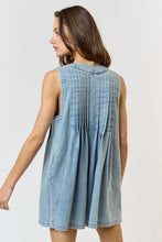 Load image into Gallery viewer, Pleated Denim Sleeveless Romper
