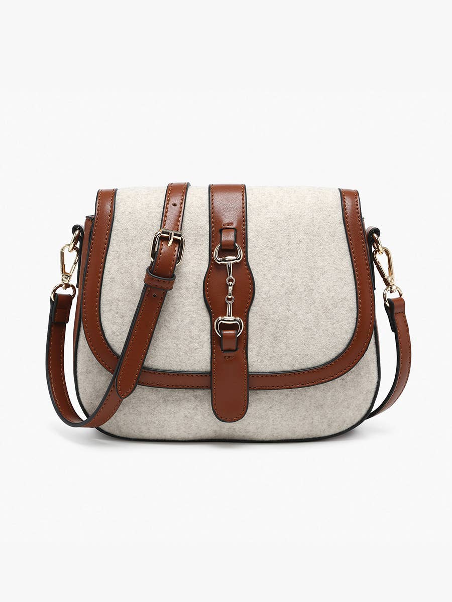 Felt and Brown Vegan Leather Crossbody