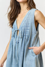 Load image into Gallery viewer, Pleated Denim Sleeveless Romper
