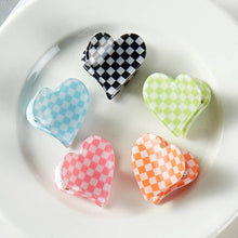 Load image into Gallery viewer, Checkered Heart Assorted Color Claw Hair Clip Set
