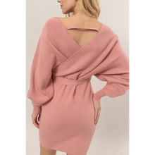 Load image into Gallery viewer, Knit Surplice Belted Mini Dress
