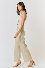 Load image into Gallery viewer, Linen Blend Button Up Halter Vest Jumpsuit
