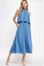 Load image into Gallery viewer, Halter Neck Side Cut-Out Stripe Cotton Dress
