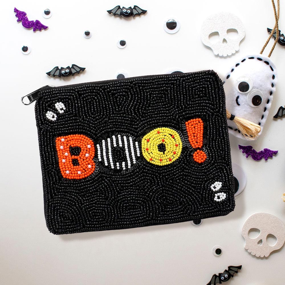 Boo Seed Beaded Mini Pouch Bag