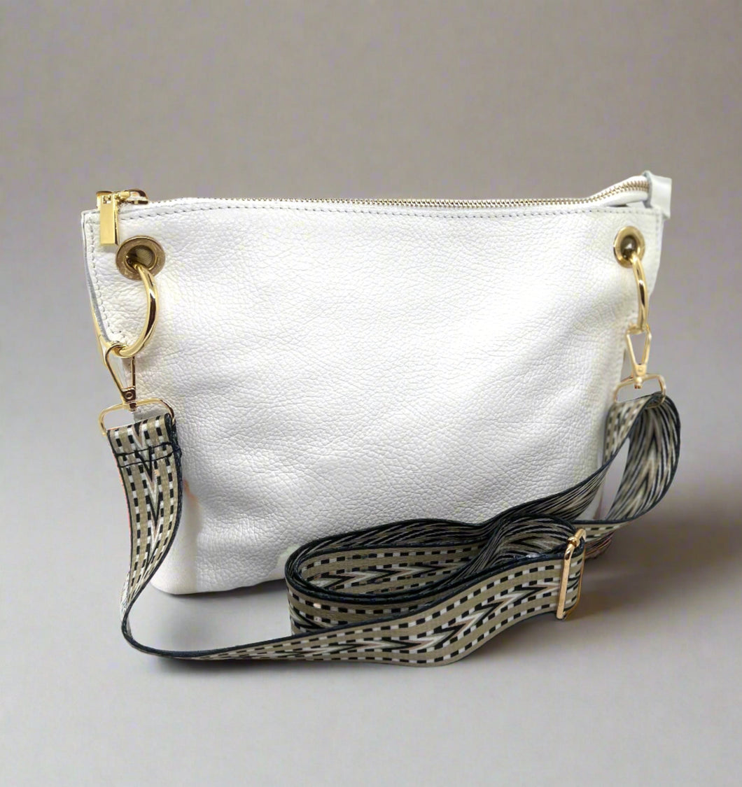 White Italian Leather Crossbody