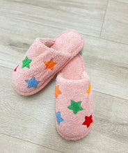 Load image into Gallery viewer, Pink Slippers with Embroidered Stars
