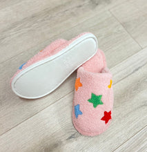 Load image into Gallery viewer, Pink Slippers with Embroidered Stars
