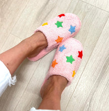 Load image into Gallery viewer, Pink Slippers with Embroidered Stars
