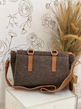 Load image into Gallery viewer, Cognac Leather Trim and Felt Tote
