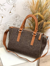 Load image into Gallery viewer, Cognac Leather Trim and Felt Tote
