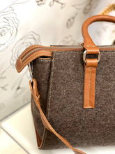 Load image into Gallery viewer, Cognac Leather Trim and Felt Tote
