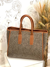 Load image into Gallery viewer, Felt Tote with Lt Brown Genuine Leather Trim
