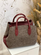 Load image into Gallery viewer, Felt Tote with Burgundy Genuine Leather Trim
