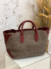 Load image into Gallery viewer, Felt Tote with Burgundy Genuine Leather Trim
