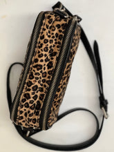 Load image into Gallery viewer, Leopard Print Crossbody with Genuine Black Leather Trim
