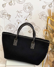 Load image into Gallery viewer, Black Felt Tote with Black Genuine Leather Trim
