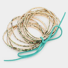Load image into Gallery viewer, Shades of Green Multi Strand Rhinestone Stretch Bracelets
