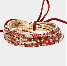 Load image into Gallery viewer, Colorful Red Rhinestone Layered Stretch Bracelets
