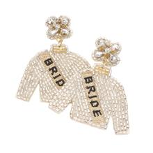 Load image into Gallery viewer, Bride Felt Back Beaded Suit Dangle Earrings
