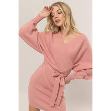 Load image into Gallery viewer, Knit Surplice Belted Mini Dress
