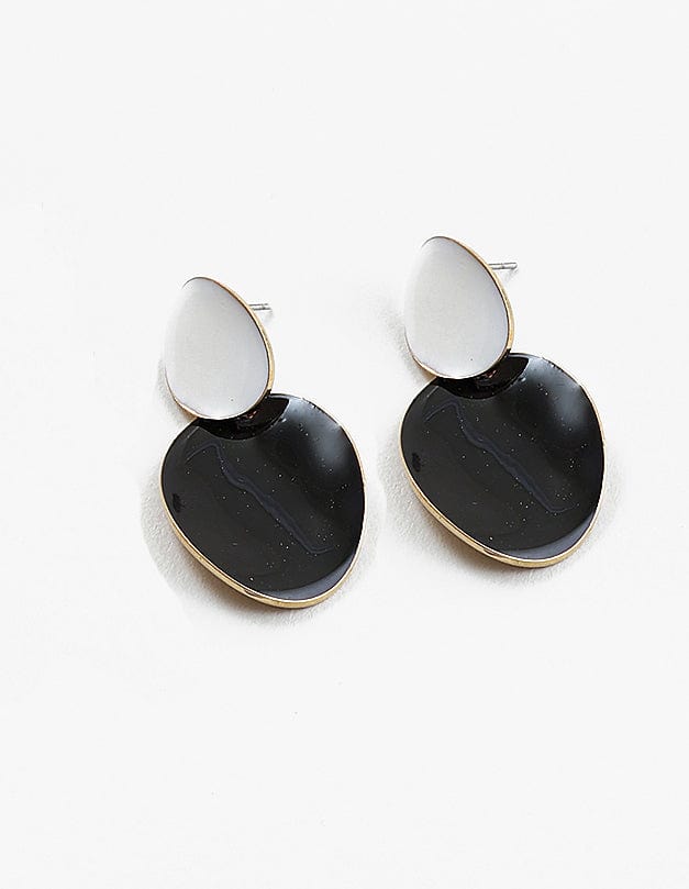 Black and White Enameled Earrings