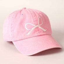 Load image into Gallery viewer, Pink Bow Embroidered Cotton Baseball Cap
