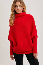 Load image into Gallery viewer, Ruby Red Slouch Neck Dolman Pullover Sweater
