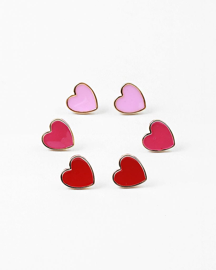 Enameled Heart Stud Earrings