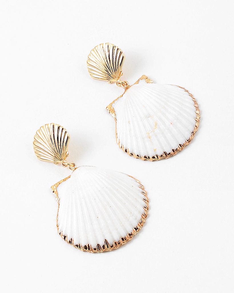 White Shell Statement Earrings