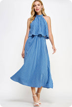 Load image into Gallery viewer, Halter Neck Side Cut-Out Stripe Cotton Dress
