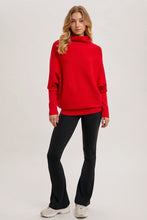 Load image into Gallery viewer, Ruby Red Slouch Neck Dolman Pullover Sweater
