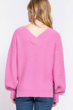 Load image into Gallery viewer, Pink Long Sleeve V-neck Sweater
