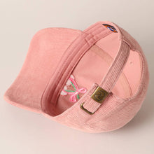 Load image into Gallery viewer, Cherries Ribbon Bow Embroidery Corduroy Cap
