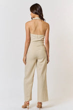 Load image into Gallery viewer, Linen Blend Button Up Halter Vest Jumpsuit
